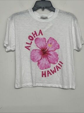 🌞 Vintage Threadz Aloha Hawaii Pink Hibiscus  flower Graphic Tee women size XS